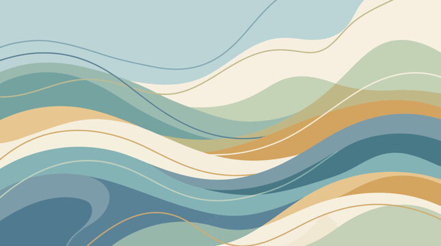 Elegant abstract waves in soothing blue and green hues