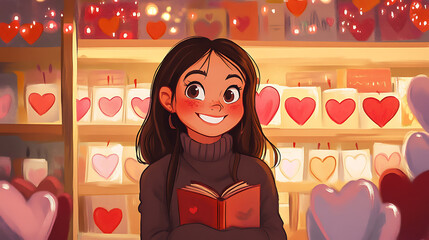 Adorable Valentine-themed background with characters or couples, ideal for use as a sweet and romantic backdrop or wallpaper.