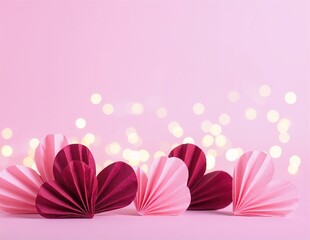 three delicate pink paper flowers arranged in a soft cluster on a pale, softly lit background