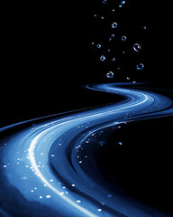 water in dynamic motion, isolated on black background for commercial use.