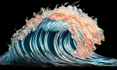 water in dynamic motion, isolated on black background for commercial use.