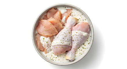 Chicken Slices and Drumsticks Coated in Creamy Marinade
