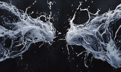water in dynamic motion, isolated on black background for commercial use.