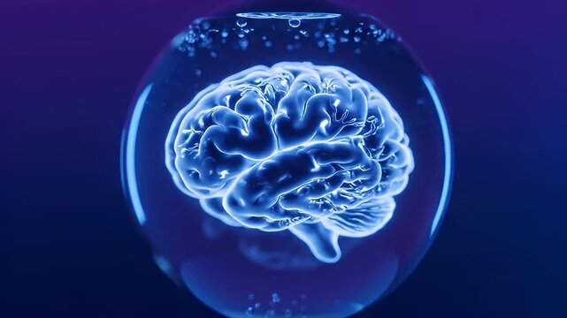 Abstract Ethereal Brain Organoid Rotating in Fluid