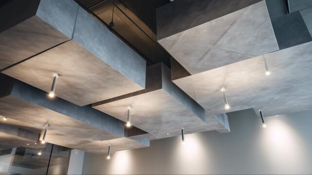 Exposed concrete ceiling as architectural feature for commercial interiors