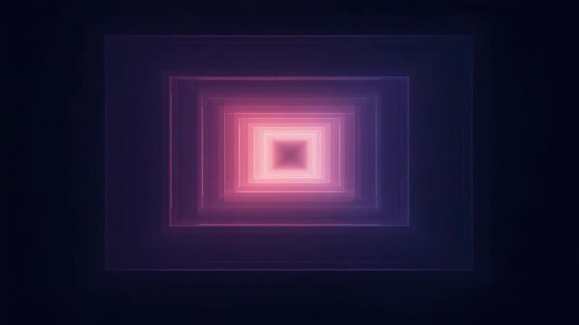 Neon tunnel gradient glow with layered rectangle frame and hypnotic glowing pink purple depth
