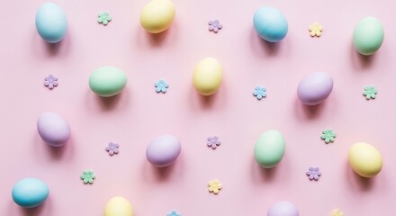 A Festive Easter Egg Pattern on a Soft Pink Background.
