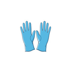 Obraz premium A pair of blue rubber gloves on a white background