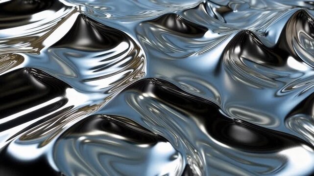 Abstract metallic surface with wavy black and silver patterns