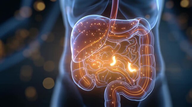 Transparent Human Torso with Illuminated Digestive Organs