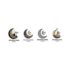 Four crescent moon icons with different patterns and colors