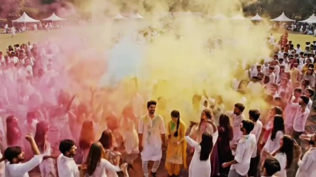Vibrant Holi Festival Celebration with Colorful Powder
