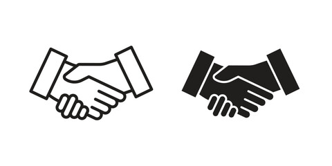 Obraz premium Handshake icon, line symbols on white background. EPS10