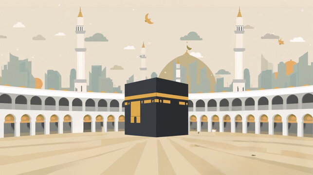 vector illustration of the Kaaba at the Grand Mosque in Mecca
