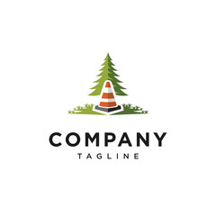 Traffic Cone and pine logo icon vector
