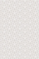 Middle Eastern, Arabic, and Moroccan pattern designs with a cream or white background. Design elements for Ramadan posters or banners, Islamic holidays