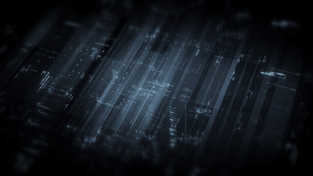 Futuristic digital data network with glowing cyber interface grids and dynamic light streams representing artificial intelligence, cybersecurity, fintech systems, blockchain infrastructure, and cloud 