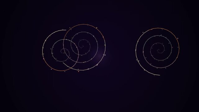 Abstract Spiral Shapes on Dark Background, Minimalist Design, Modern Art, Purple Hues, Digital Illustration, Space Concept