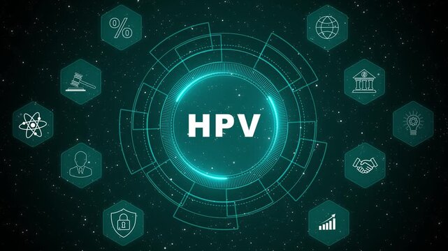 Medical technology HPV interface showing healthcare virus detection monitoring dashboard with clinical data visualization and digital protection system 4K animation video