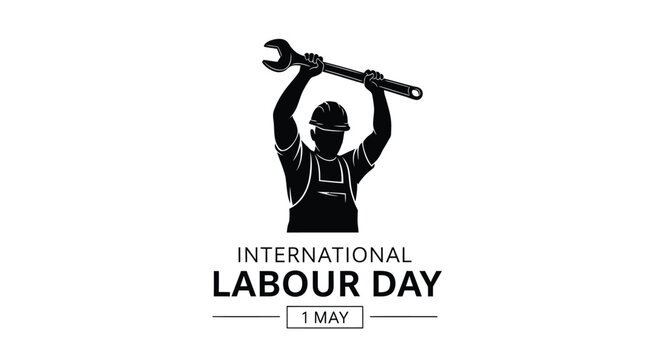 International Labour Day icon, May 1st, worker with wrench