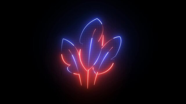 Creativity concept with triple neon light feathers symbol for brand identity, storytelling, literary work, quill pen, author, blog