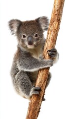 Fototapeta premium A cute koala climbing a tree branch.
