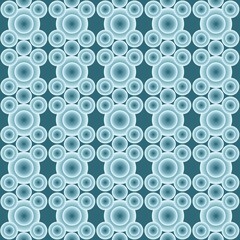 Seamless Geometric Pattern with Teal Gradient Concentric Circles on Dark Blue Background
