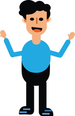 Set of funny cartoon businessman and manager characters in suits standing and smiling in vector illustration style