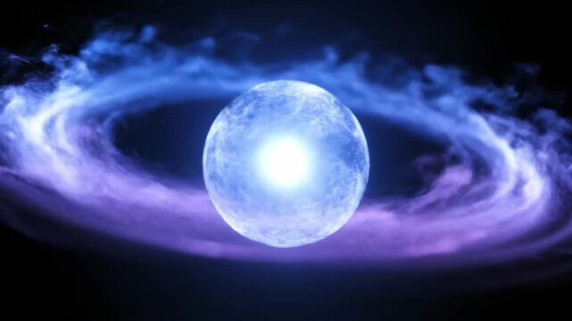 Photorealistic Gaseous Energy Loop Orbiting Central Source with Soft Diffusion Glow