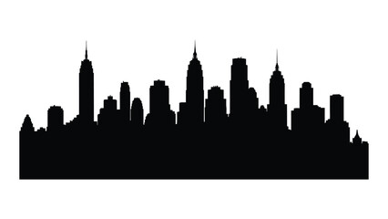 Obraz premium A black silhouette of a city skyline at dusk isolated on white background, Vector