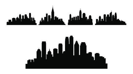 Fototapeta premium City skylines in black silhouette on white background isolated on white background, Vector