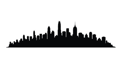 A black silhouette of a city skyline on a white background isolated on white background, Vector