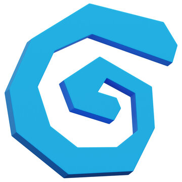 3D Blue Angular Spiral Loop Form