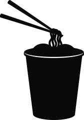 Noodle in a bucket with chopstick © VectorPulse