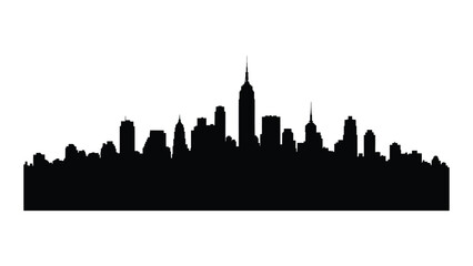 A black silhouette of a city skyline at dusk isolated on white background, Vector