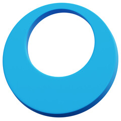 3D Blue Minimal Hollow Ring Shape
