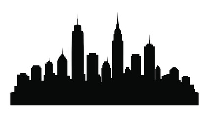 A black silhouette of a city skyline at night isolated on white background, Vector