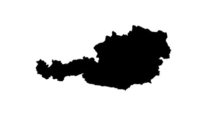 Fototapeta premium Austria Map Silhouette - Black Geographic Outline of the European Country on White Background Vector