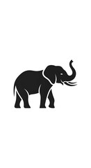 Obraz premium A black silhouette of an elephant on a white background