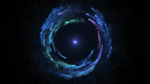 Realistic Multicolor Energy Loop Focused at Single Core with Smooth Circular Motion on Black Background