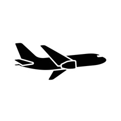 A black silhouette of an airplane in flight