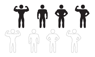 Strong Man Muscle Flexing Illustration - Professional Bodybuilding Poses