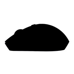 Computer Mouse Silhouette Icon, Minimalist Black Object on White Background