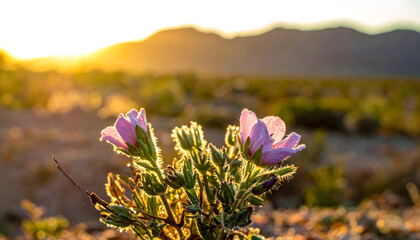 Tiny desert flowers blooming after rainfall Middle