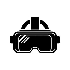 A black and white icon of a vr headset