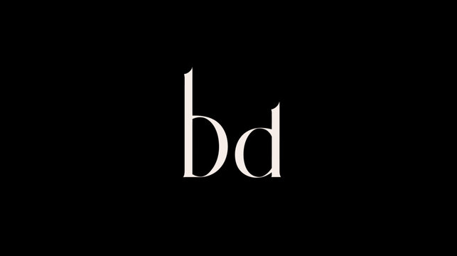 Elegant serif lowercase letters 'b' and 'd' in light color on a deep black background, minimalist graphic design element