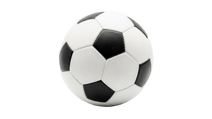 Naklejka premium Classic black and white paneled soccer ball isolated on white background, perfect for training sessions, school matches, club games and casual play