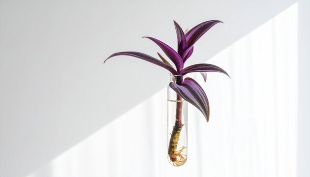 Tradescantia pallida purple heart plant propagation in water.