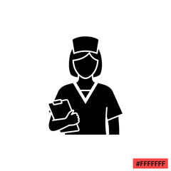 Obraz premium A simple black and white icon of a nurse wearing a mask