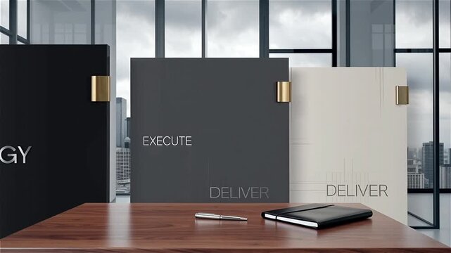 Calm monochrome layers sliding with subtle parallax, delivering a refined executive look&mdash;ideal for corporate branding, keynote presentations, and premium business motion backgrounds.